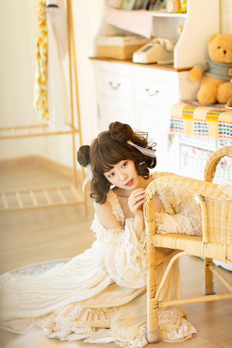 Fantastic Wind~Lazy Holidays~Kawaii Lace Lolita Nightdress Set   