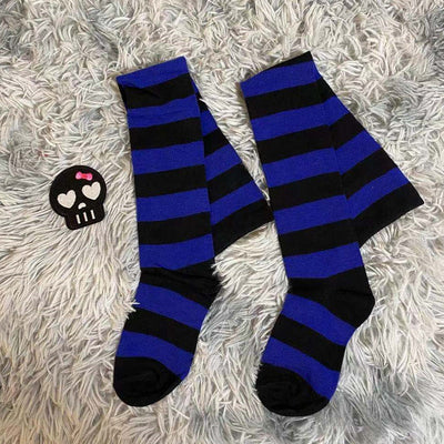 (Buyforme)Sanchuntao~Halloween Lolita Striped Stockings Multicolors blue wide stripes free size 