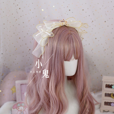 (Buy for me) Xiaogui~Daily Bow Headband Pearl Lolita KC beige white  