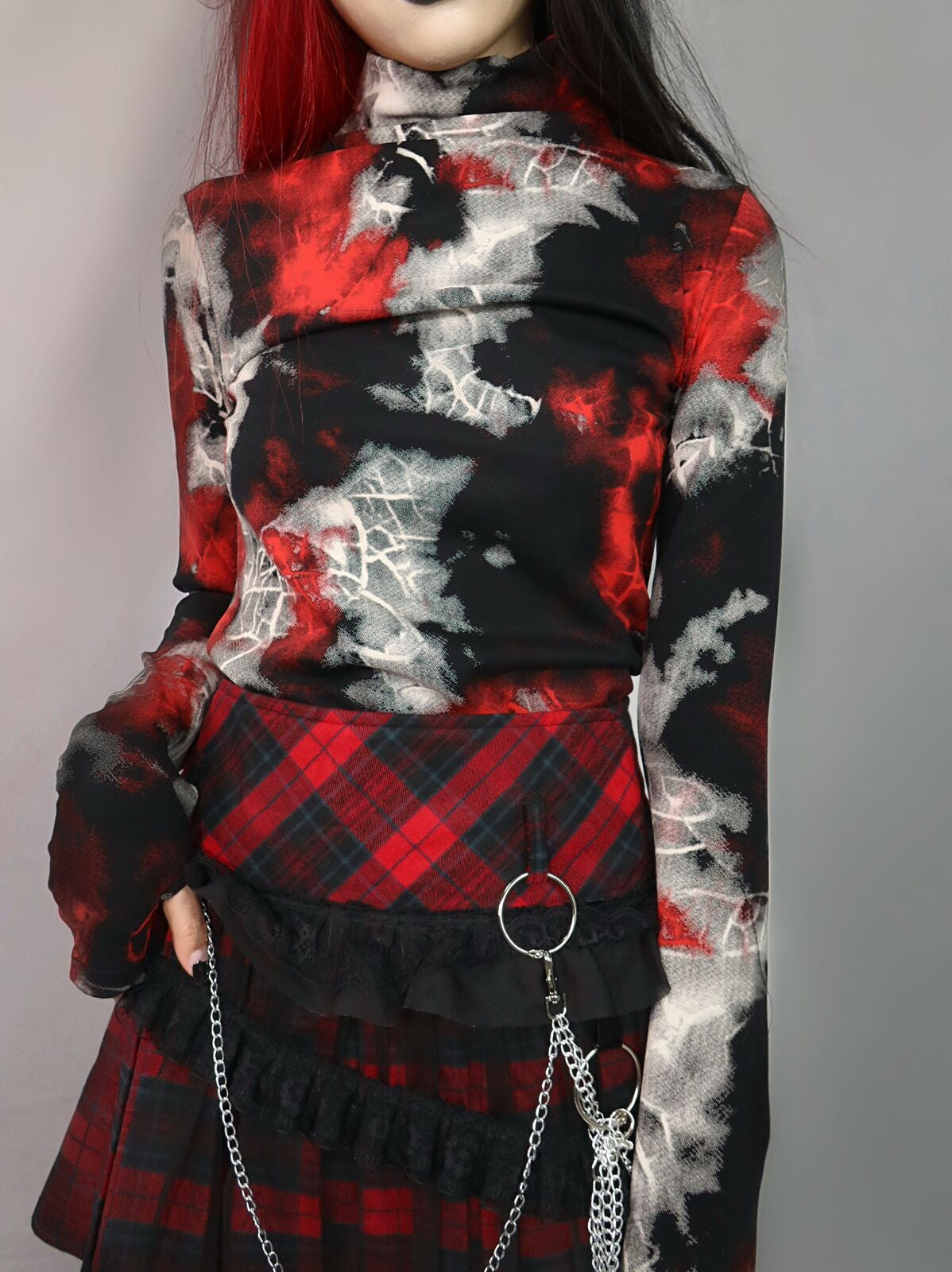 Blood Supply~Gothic Punk Lolita Cobwebs Printed Top   
