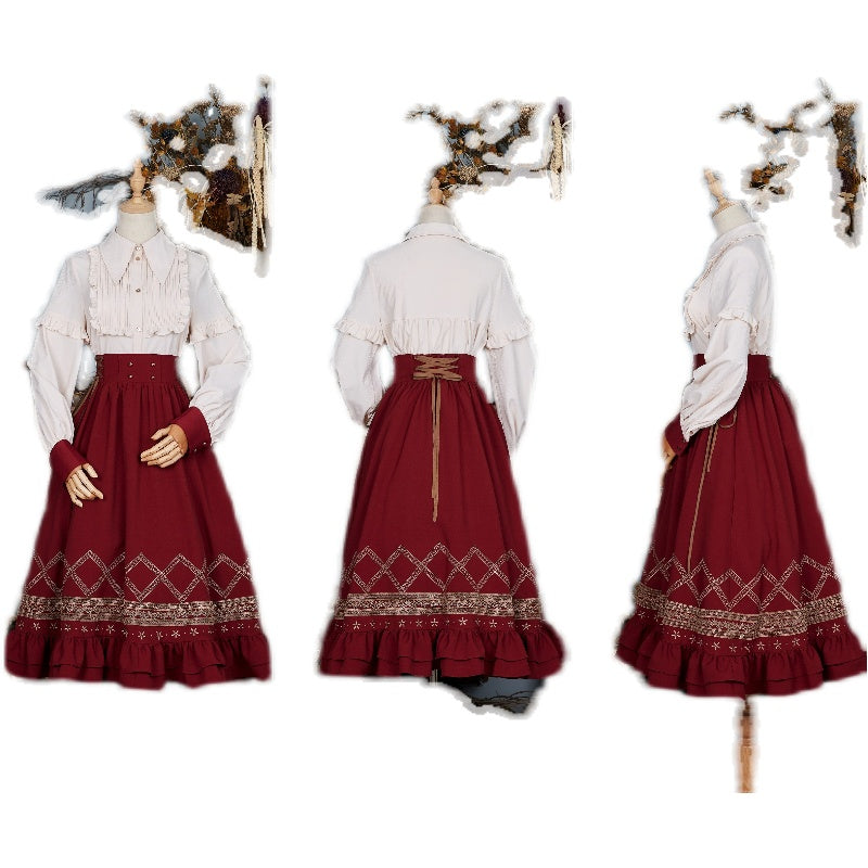 Yuan Su - Elegant Solid Color Lolita SK 0 red