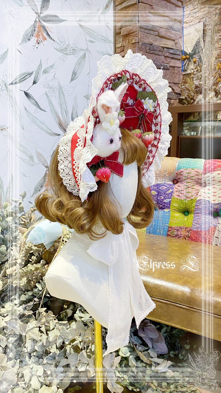 Elpress L~Strawberry Rabbit Lolita BNT Cuffs Choker   