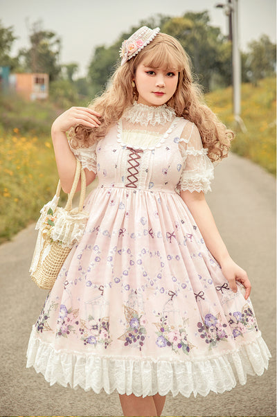 NanShengGe Lolita~Forest Bookmarks~Country Style Lolita JSK Dress S pink jsk 