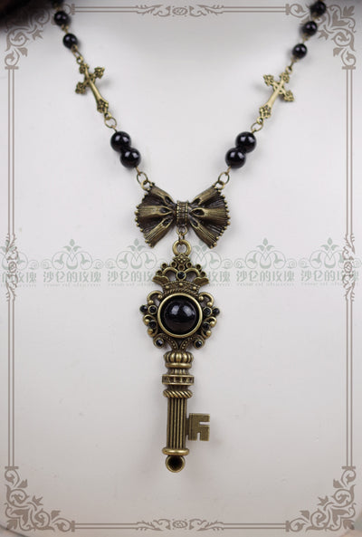 Rose of Sharon~Gothic Lolita Retro Pearl Necklace black  