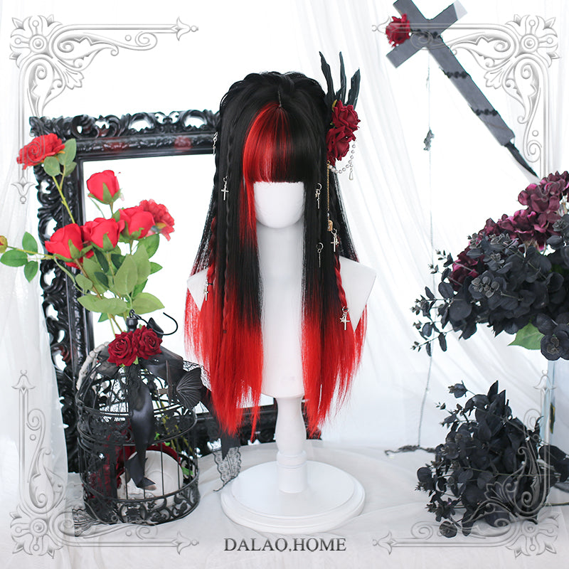 Dalao Home~Phoenix Bird~Gothic Lolita Wig Long Straight Hair phoenix bird*black and red wig  
