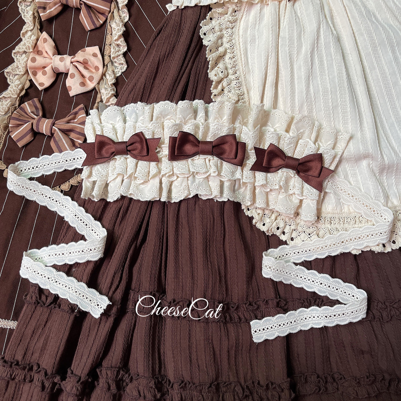 (Buyforme) CheeseCat~Doll Lullaby Tabby Cat Cotton Lolita Headdress beige+brown cotton hairband  