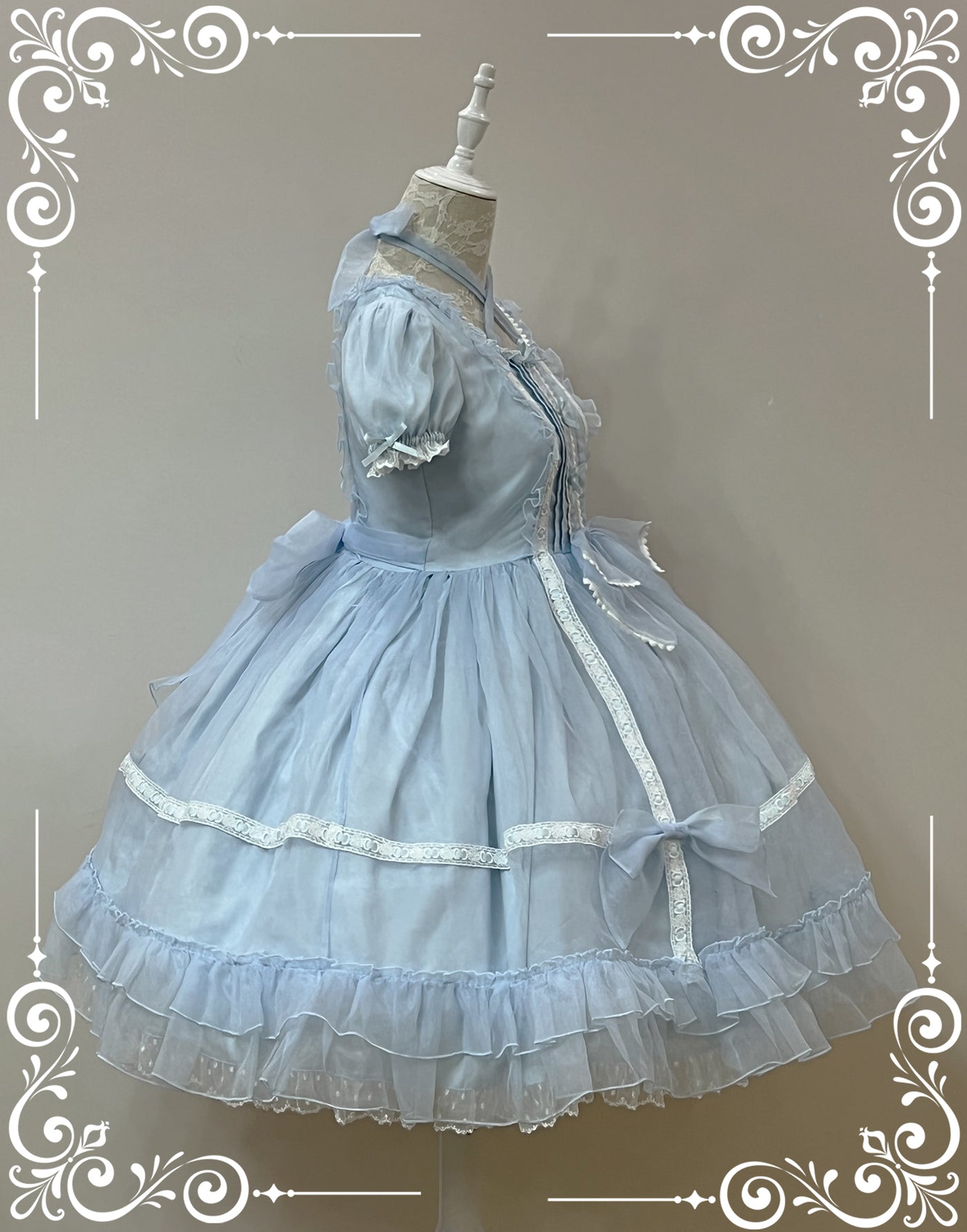 Little Bear~Mini Puff-Sleeve OP Dress with Organza   