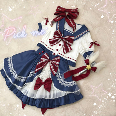 Star Fantasy~Rising Star Lolita SK Kawaii Skirt S (top) navy blue and red 