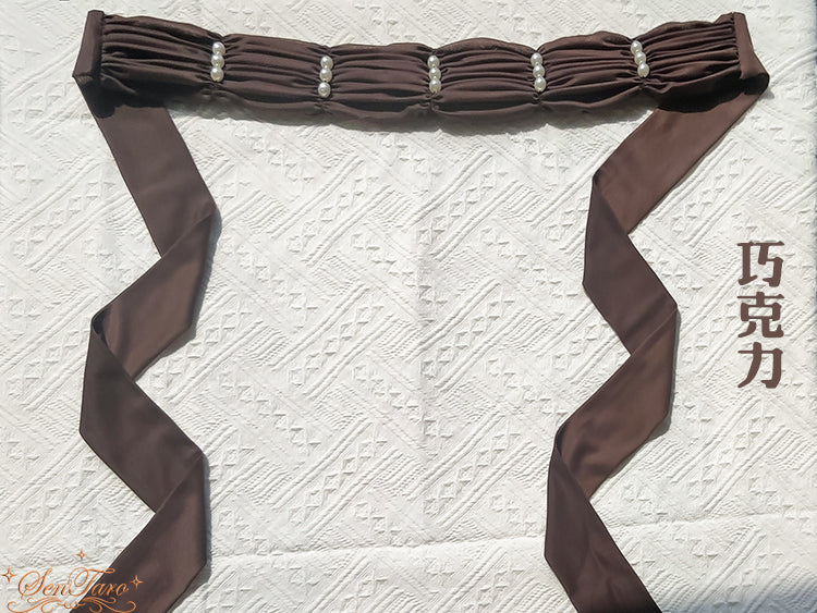 Sentaro - Elegant Lolita Multiple Colors Waist Tie chocolate