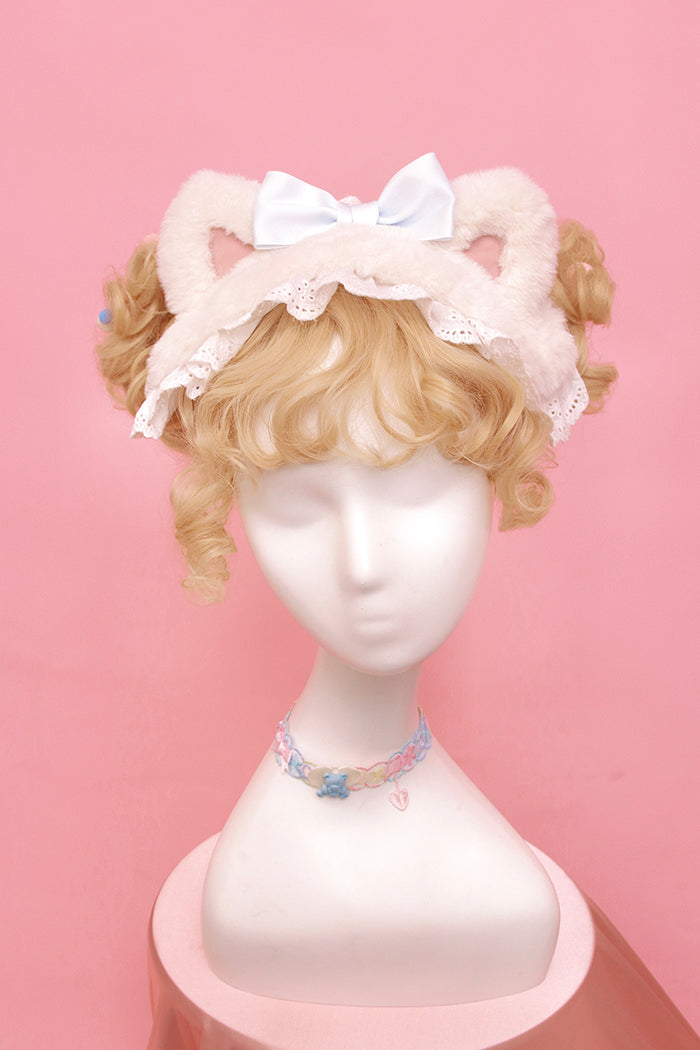 Alice Girl~Sweet Lolita KC~Candy Cat Bow Headband blue-pink（hair band）  