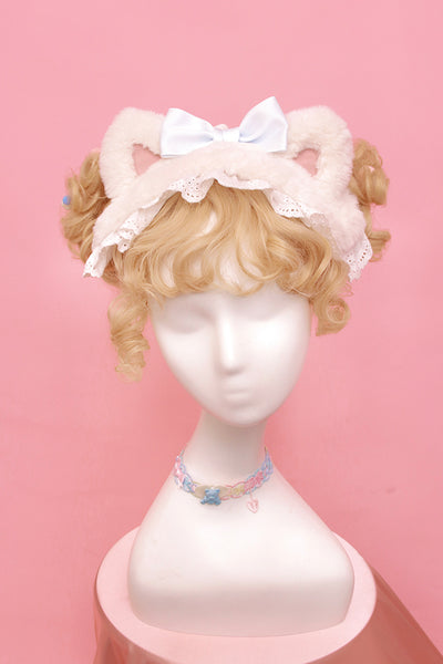 Alice Girl~Sweet Lolita KC~Candy Cat Bow Headband blue-pink（hair band）  