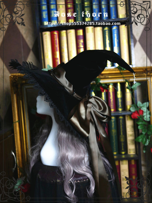 Rose Thorn - Holy Cross - 12 Colors Lolita Halloween Witch Hat coffee