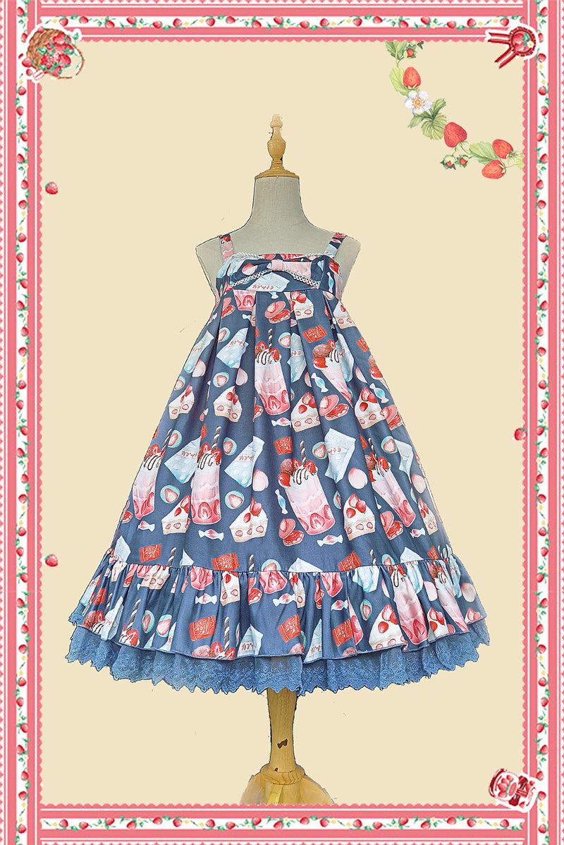 Infanta~About Strawberry~Sweet Lolita JSK Dress S dark blue JSK 