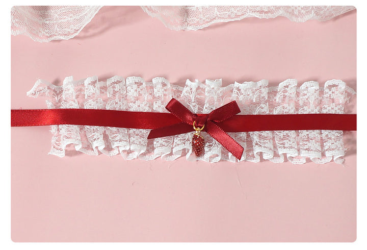 MaoJiang Handmade~Retro Lolita Bow Bracelet wine red  