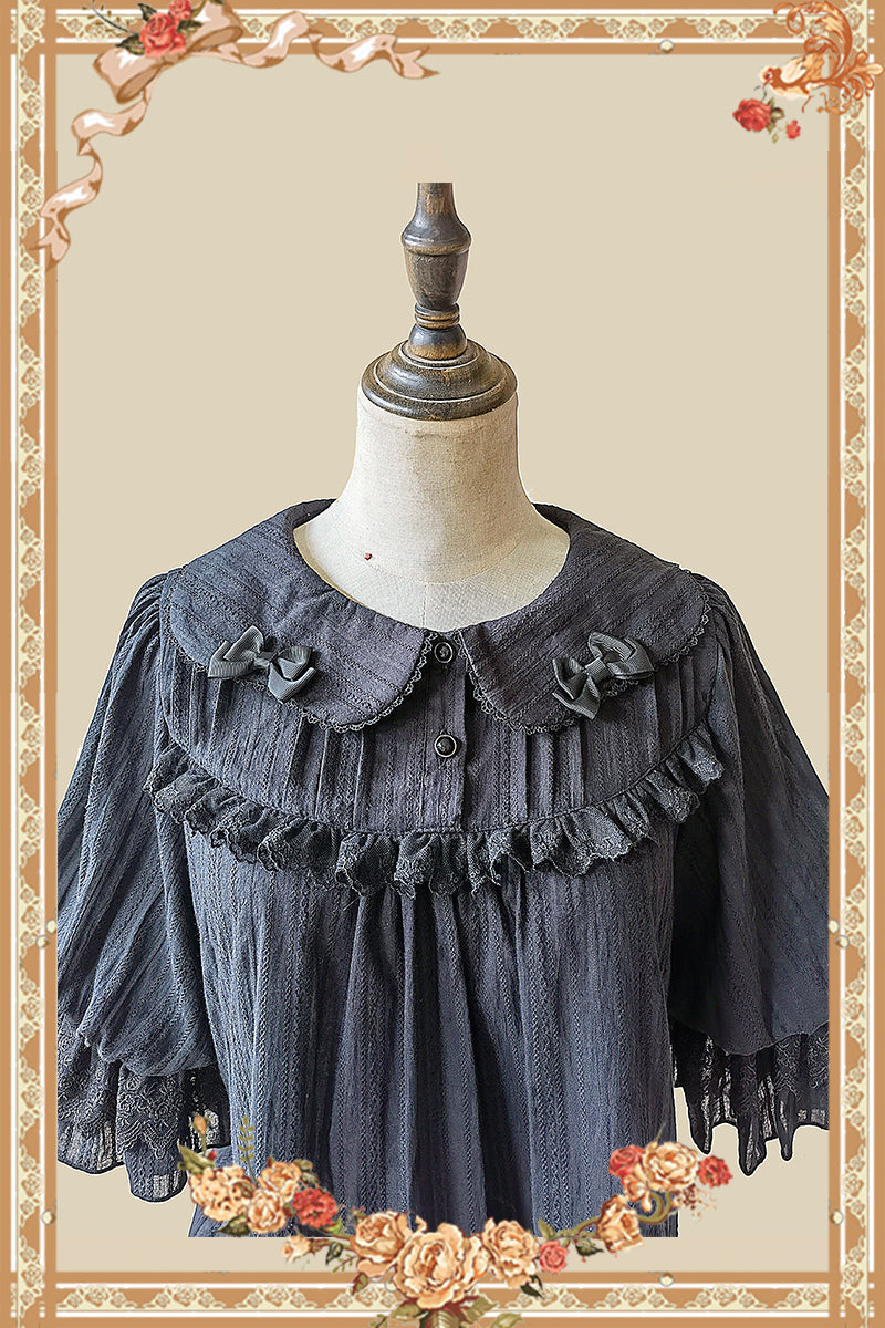 Infanta - Doll Lolita Cotton Short Sleeve Blouse One Size black