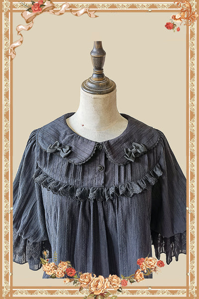 Infanta~Doll Lolita Cotton Short Sleeve Blouse Free size black 