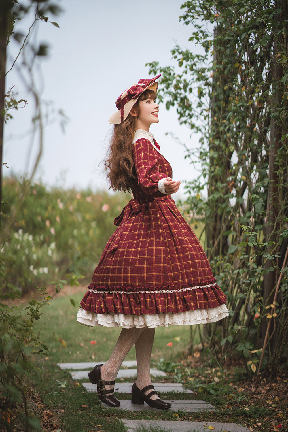 Miss Point~Rose Silhouette 3.0~Plaid Vintage Classic Lolita OP   