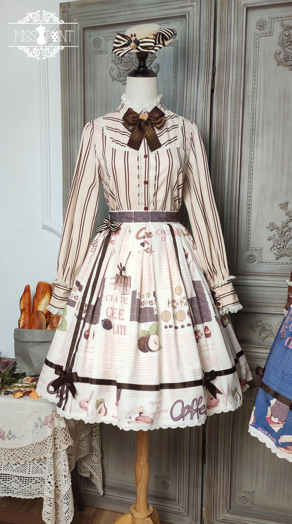 Miss Point - Chocolate Daily Light Sweet Stripe Lolita Blouse