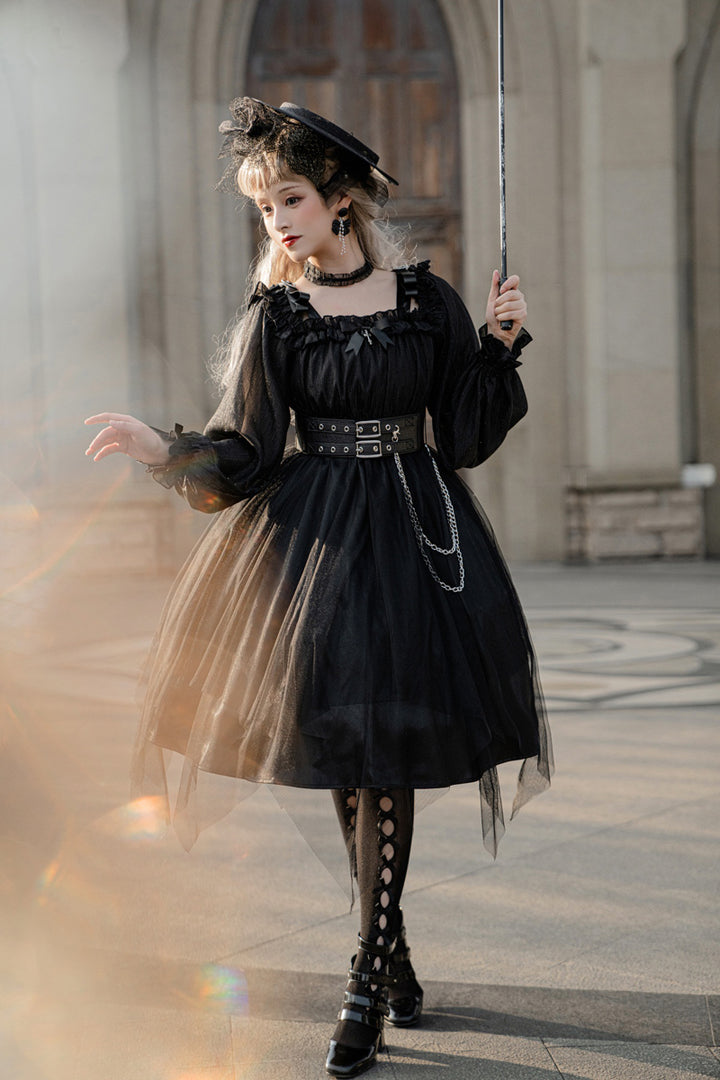 Your Princess~Gothic Lolita High Waist Black Dress   