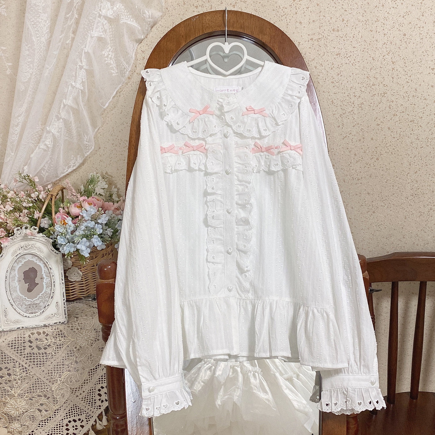 MIST~Sweet Lolita Blouse Doll Collar Multicolor M pink-white 