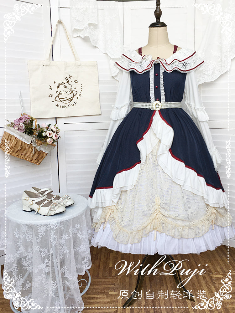 With Puji～Snow White - Lolita Flounce Hemline OP Dress