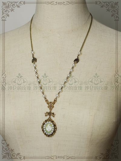 Rose of Sharon~Cameo Lolita Sweater Necklace and Ring   