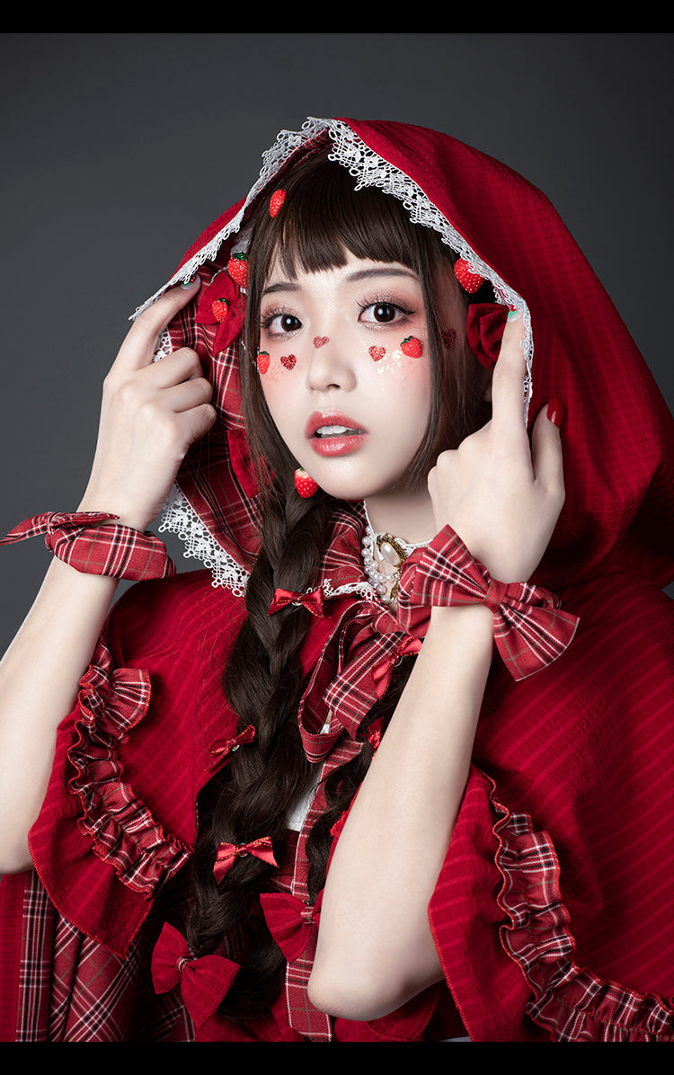 Youpairui - Little Red Riding Hood - Length Two-wear Hooded Lolita Cape