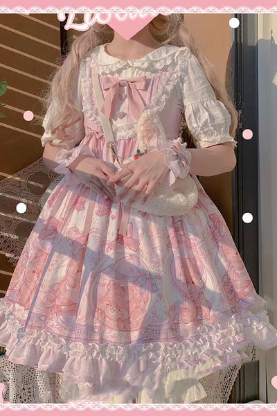 YaYa Lolita~Autumn/Winter Sweet Lolita Dress Set S pink+long sleeve blouse 