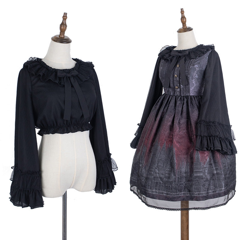 Sakurada Fawn - Plus Size Lolita Blouse Cheese Chocolate Long Sleeve