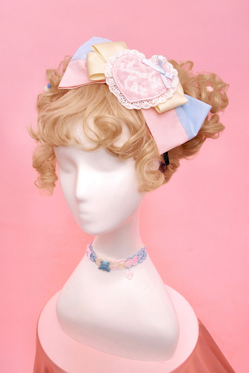 Alice Girl~Sweet Lolita KC~Candy Cat Bow Headband blue-pink（KC）  