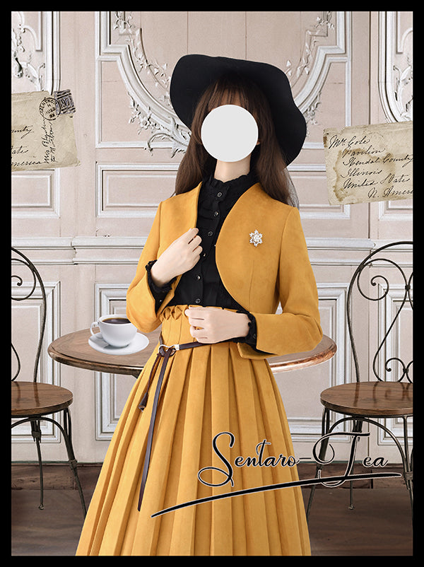 Sentaro~Warm Tea~Elegant Swallow Tail Lolita Short Coat   