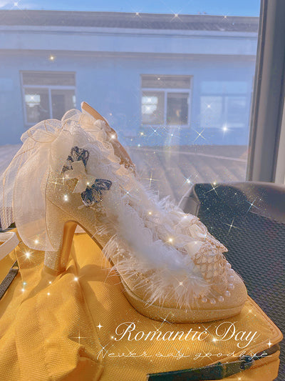 Hexagram~Handmade Fairy Round Toe Wedding Lolita Shoes   