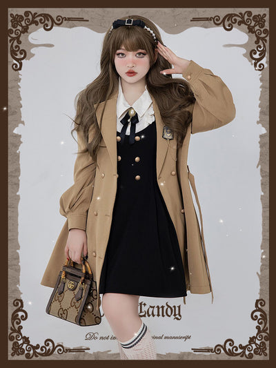 Hard Candy~Plus Size Lolita French Vintage Wind Coat and SK XL khaki coat 