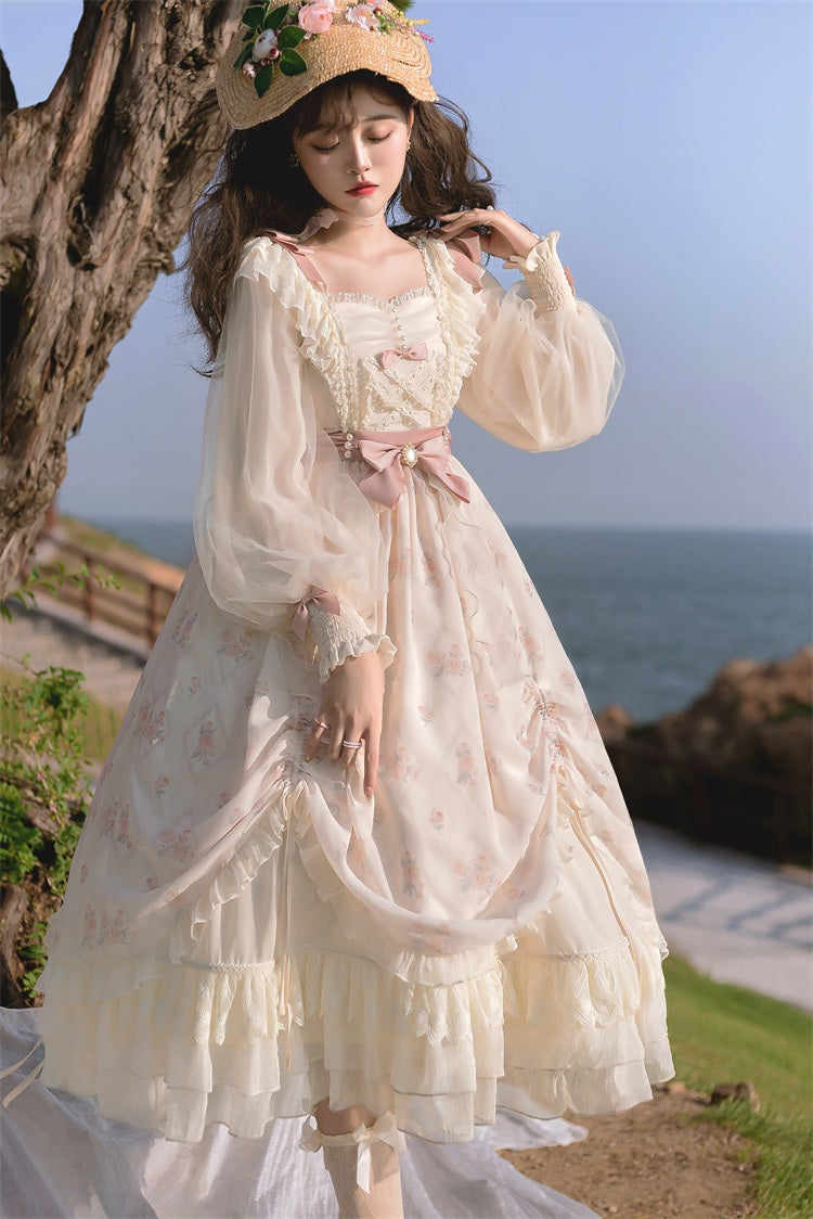 Letters from Unknown Star - Time Stationery - Elegant Lolita Long Sleeve OP Dress S OP dress