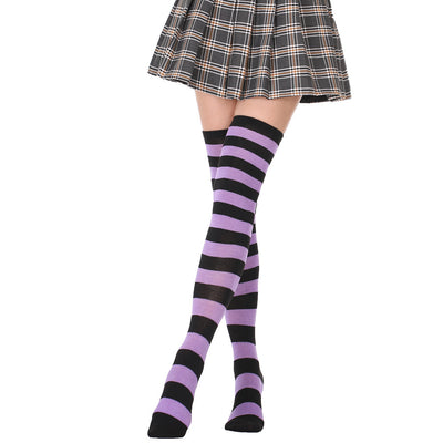 (Buyforme)Sanchuntao~Halloween Lolita Striped Stockings Multicolors light purple wide stripes free size 
