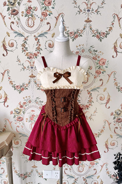 Alice Girl~Gothic Lolita Jumper Dress~The Hunter JSK Multicolor XS red and brown (JSK) 
