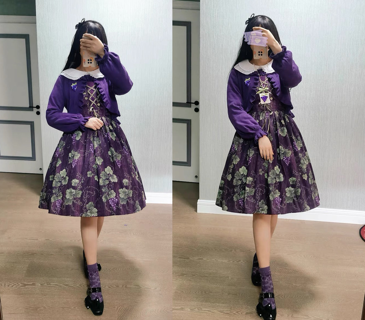 Little Dipper~Sweet Lolita Coat Long-sleeved Cotton Cardigan small dark purple