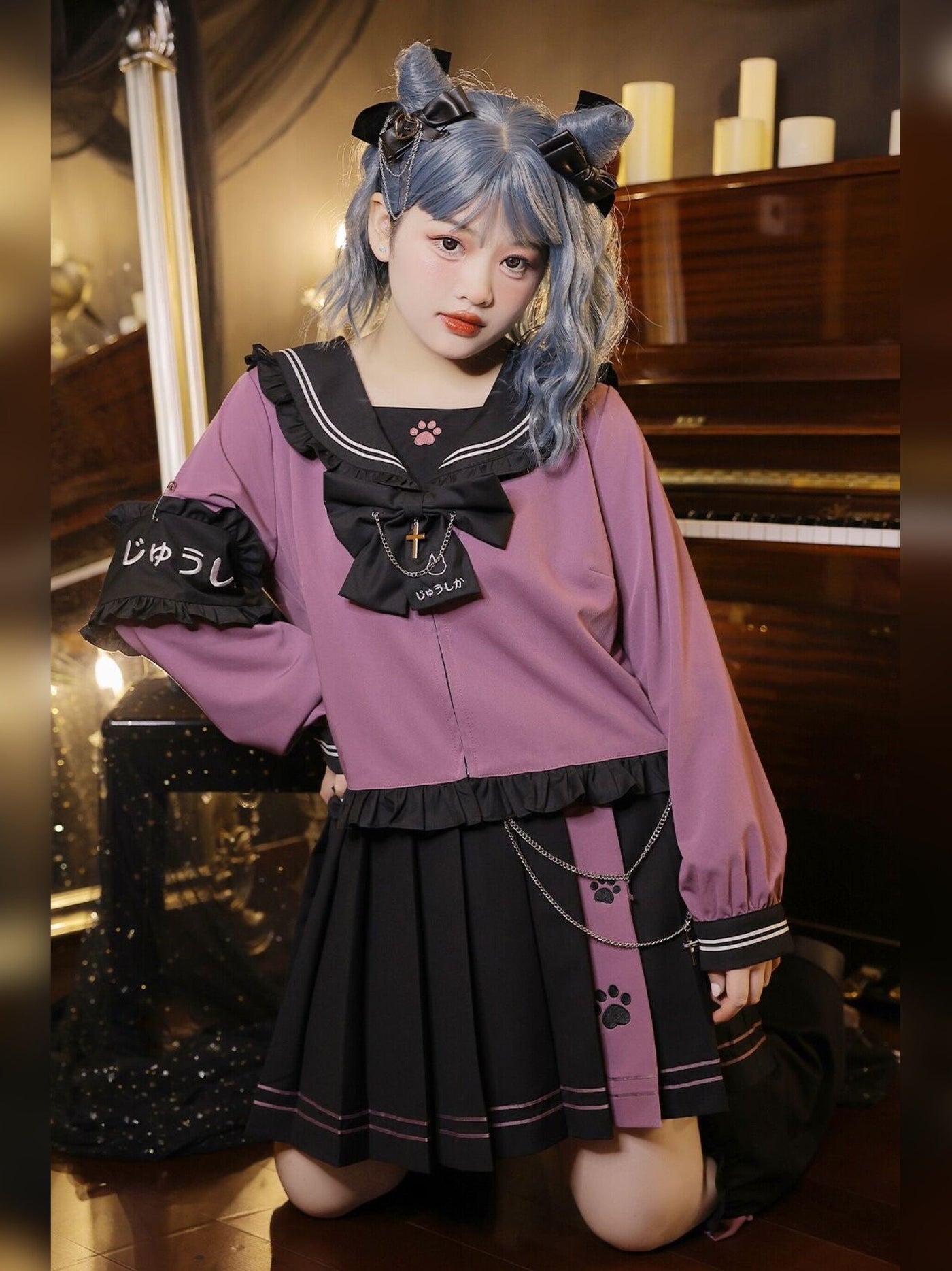 Yingtang~Plus Size Dark-theme JK Lolita Dress Set   