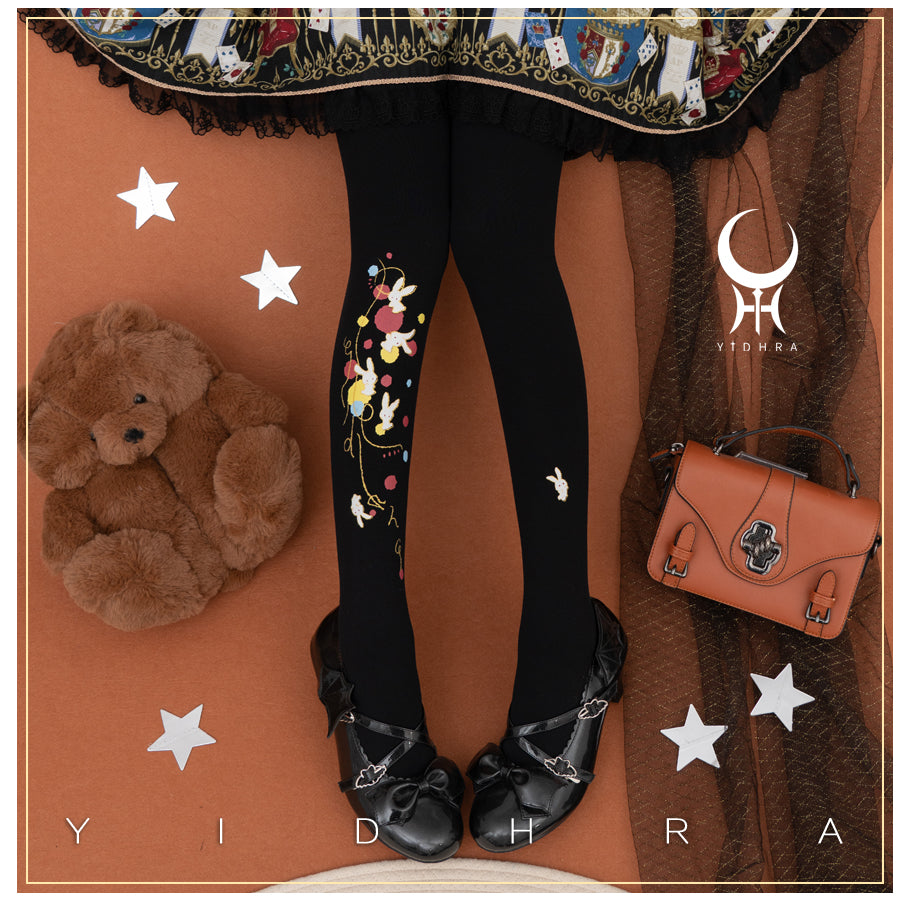 Yidhra~Rabbits~Lolita Accessory Printed Pantyhose   