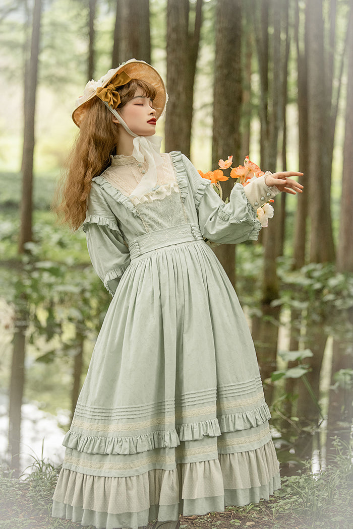 Alice Girl~Vintage Lolita OP Dress~Miss Lya's Jacquard Cotton Dress