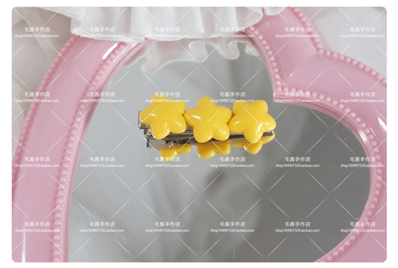 MaoJiang Handmade~Sweet Lolita Hair Pins Star Shape Multicolor three yellow stars  