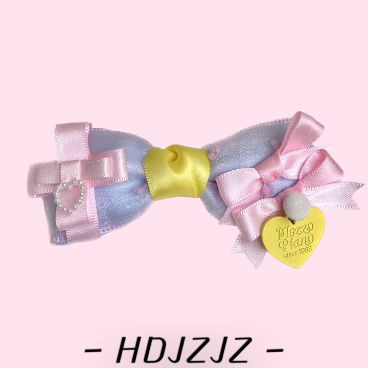 (Buy for me)Bow Terminator~Sweet Lolita Headwear Handmade Hairpin 8cm yellow heart-shaped haiclip (1 only)  