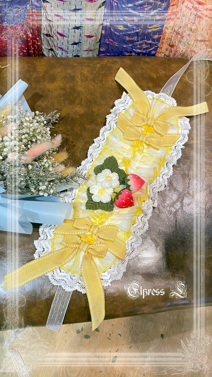Elpress L~Strawberry Rabbit Lolita BNT Cuffs Choker cheese yellow hairband 