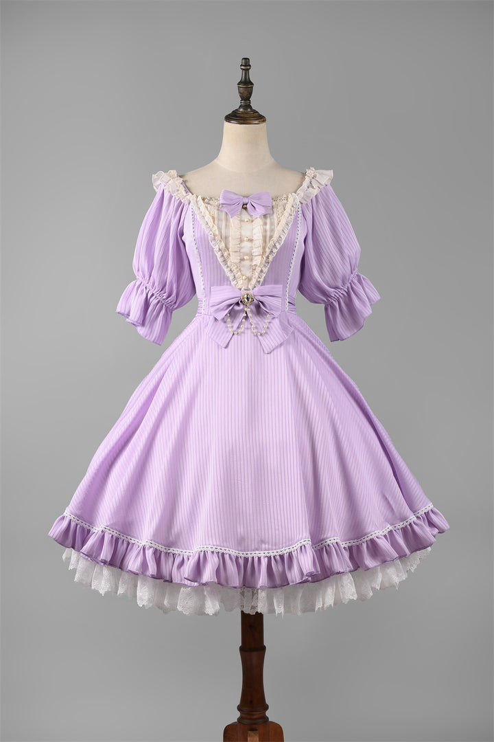 Strawberry Witch~Midsummer Star~Silver Foil Printing Lolita OP Dress XS light purple OP (solid color version) 