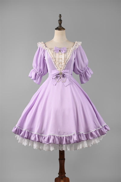 Strawberry Witch~Midsummer Star~Hot Silver Lolita OP Dress XS light purple OP  (solid color version) 