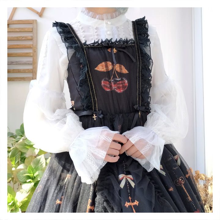 Sakurada Fawn~Alice's Cherry~Plus Size Lolita Shirt Chiffon Blouse   