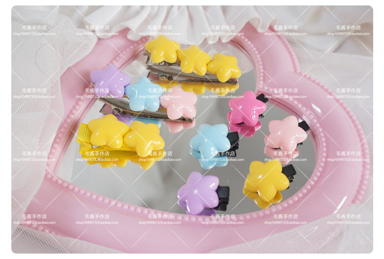 MaoJiang Handmade~Sweet Lolita Hair Pins Star Shape Multicolor   