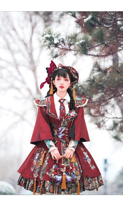 Youpairui~Qi Lolita Tea Party Red Jumper Dress   