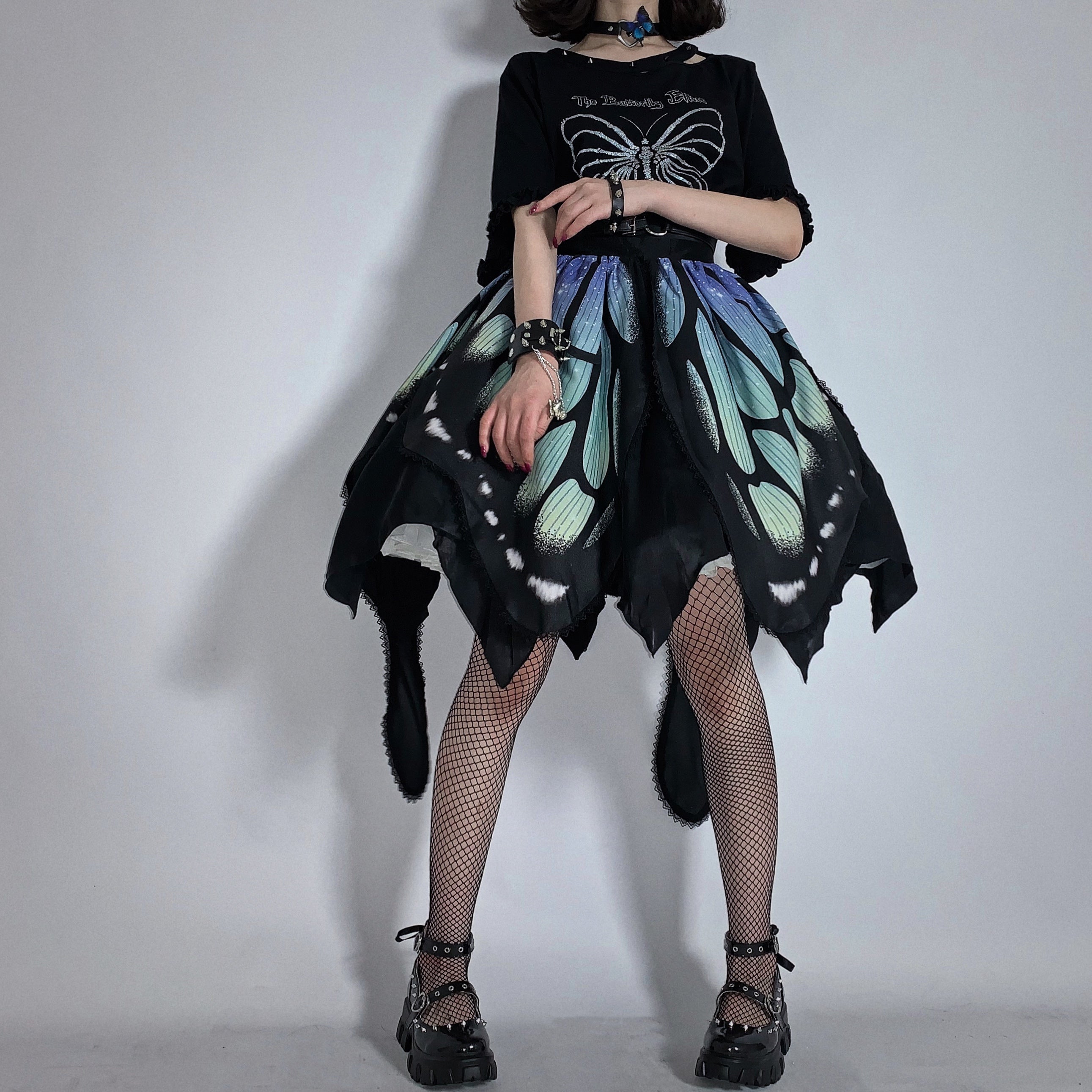 Star Fantasy~The Butterfly Effect Lace-up Punk Skirt Set 4002:18809
