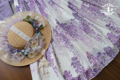 Miss Point~Midsummer Garden~Elegant Lolita SK Dress XS white and purple without ruffles 